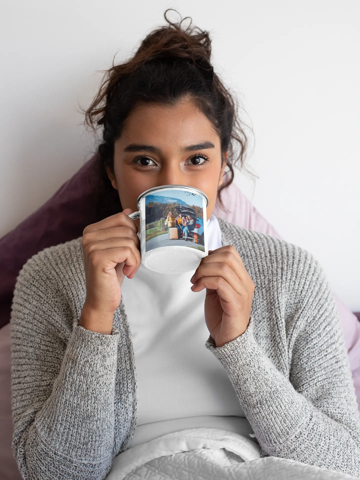 kubek emaliowany retro ze zdjęciem