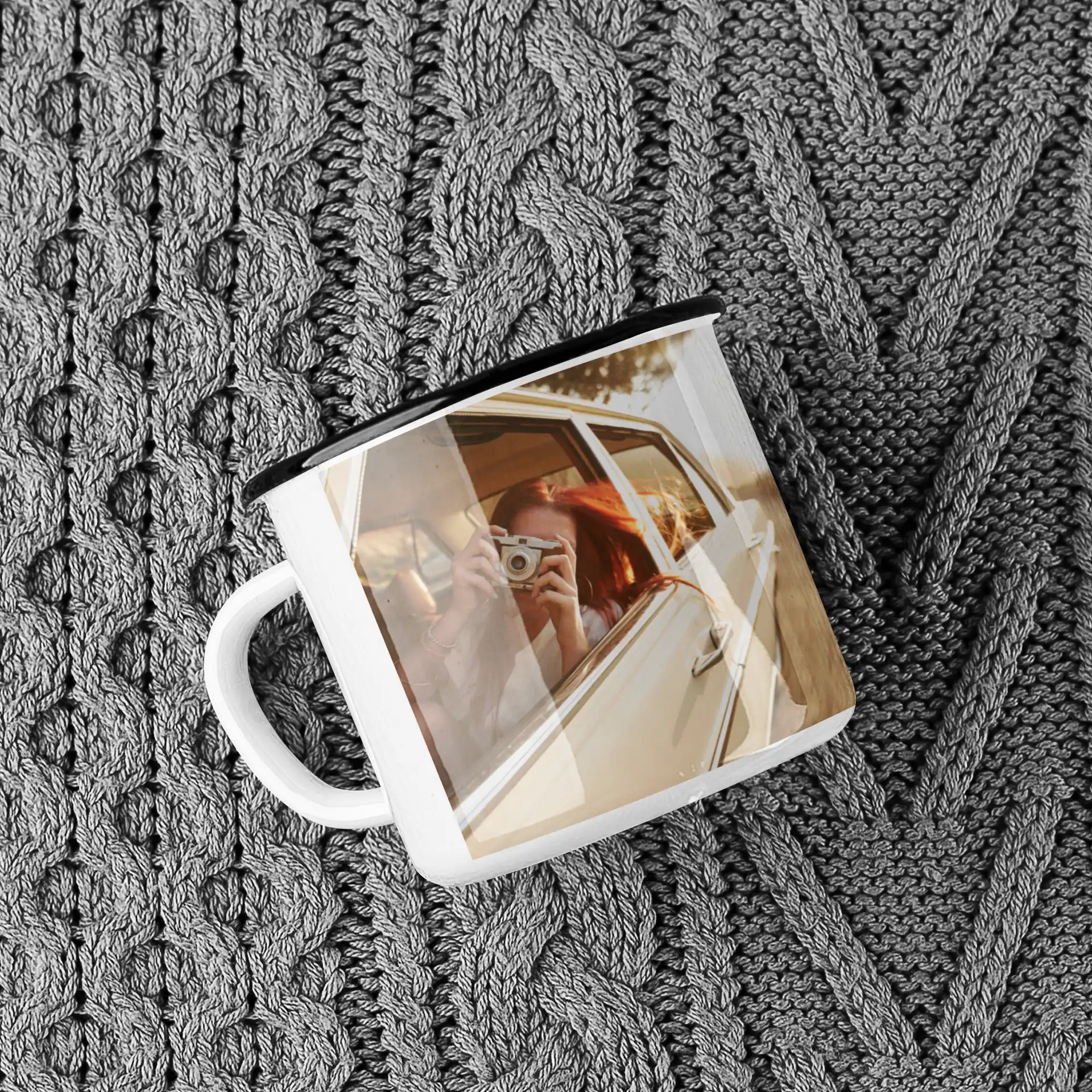 personalizowany kubek emaliowany stalowy