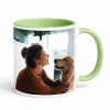 personalizowany kubek ze zdjęciem jasnozielony środek i ucho 330ml