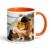 personalizowany kubek ze zdjęciem pomarańczowy środek i ucho 330ml
