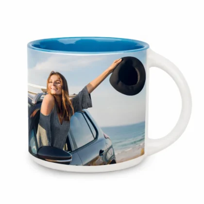szeroki duży kubek z własnym zdjęciem lub nadrukiem niebieski 400