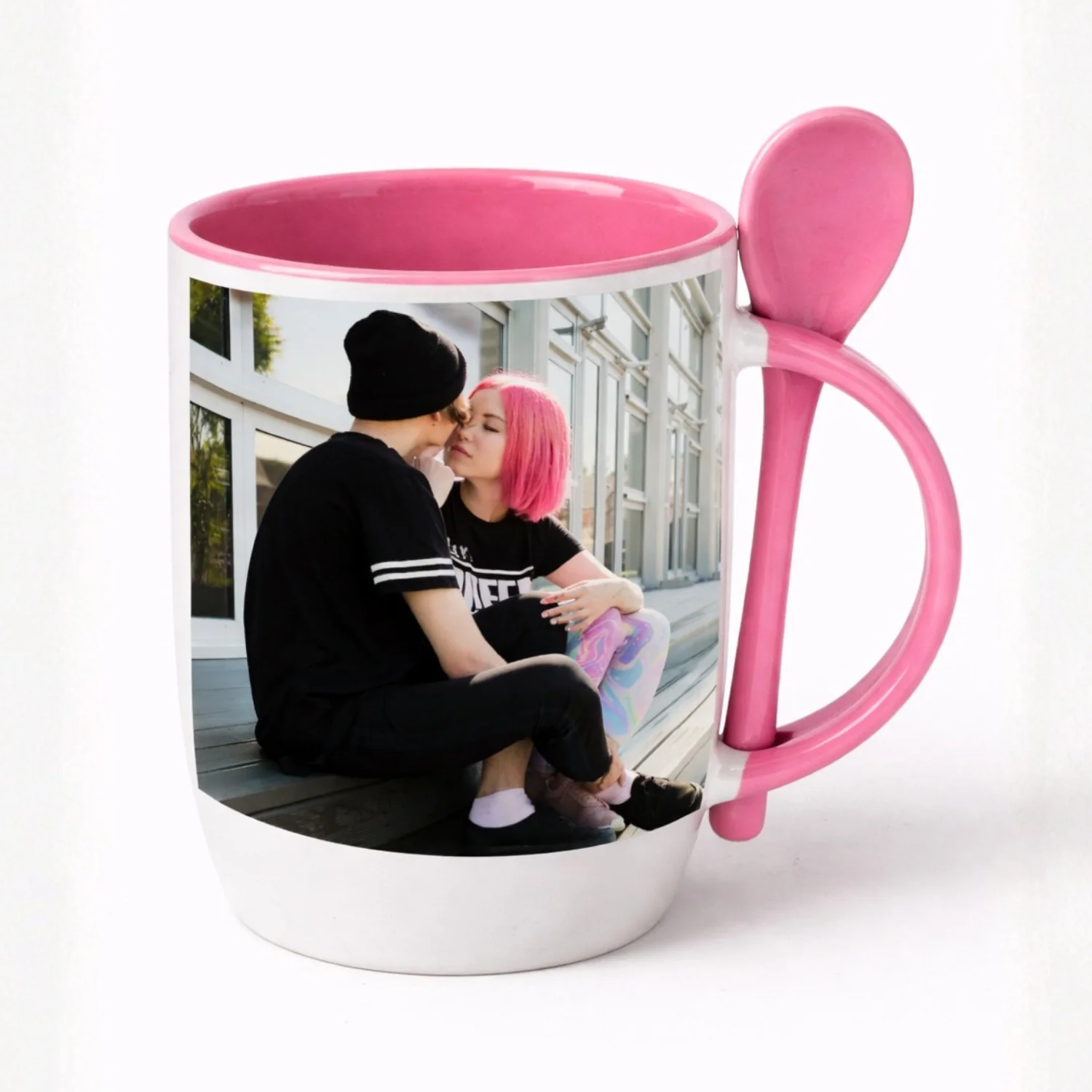 Kubek z łyżeczką, 330ml, z własnym nadrukiem - Twój Projekt - obrazek 2