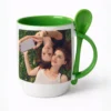 personalizowany kubek z łyżeczką zielony