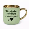 zielony kubek z nadrukiem - złote wykończenie 400ml
