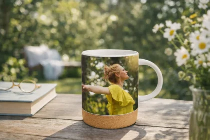 korkowy kubek z nadrukiem ze zdjęcia duży 440ml