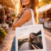Personalizowana torba na ramię z nadrukiem, biała 33,5×38 cm