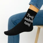 Skarpetki damskie z własnym nadrukiem, czarne - Twój Projekt