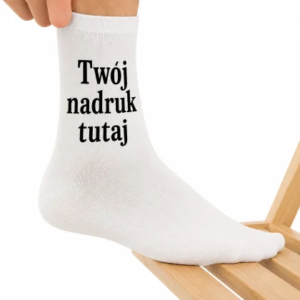 Skarpetki z własnym nadrukiem, męskie, Białe bawełna