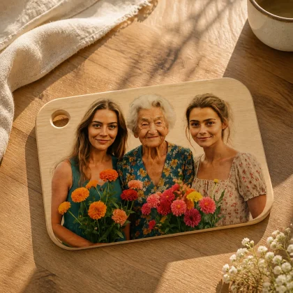 drewniana deska do krojenia ze zdjęciem