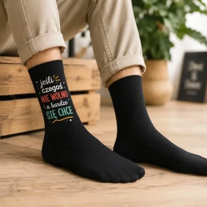męskie skarpetki z napisem śmiesznym czarne personalizowane