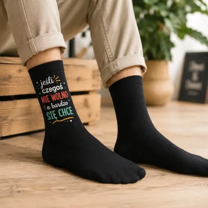 męskie skarpetki z napisem śmiesznym czarne personalizowane