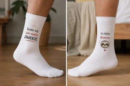 męskie skarpetki ze śmiesznym napisem białe bawełniane