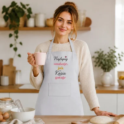 personalizowany fartuch kuchenny z własnym napisem i dedykacją