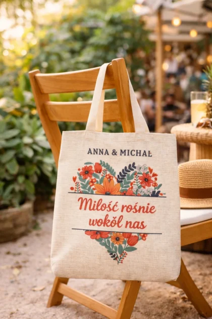 piekna torba personalizowana z własną grafiką lniana