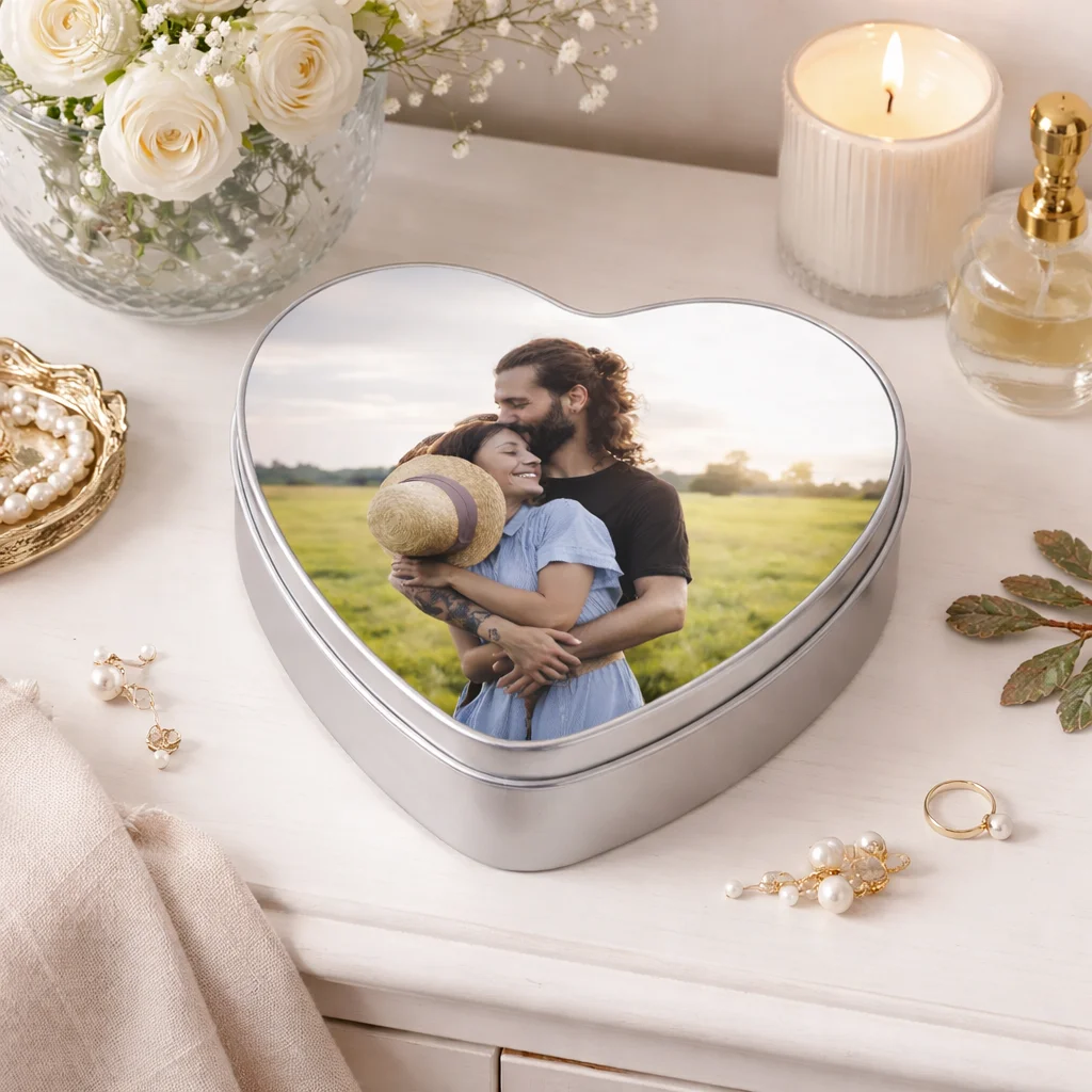 pudełko serce ze zdjęciem z nadrukiem
