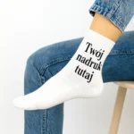 Skarpetki damskie z własnym nadrukiem, białe - Twój Projekt