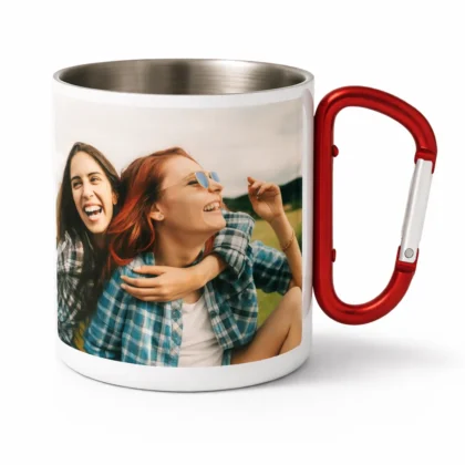 Kubek stalowy z karabińczykiem, 300ml - Twój Projekt