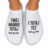 męskie skarpetki z nadrukiem krótkie stopki białe