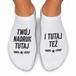 Personalizowane skarpetki stopki, męskie, białe - Twój Projekt