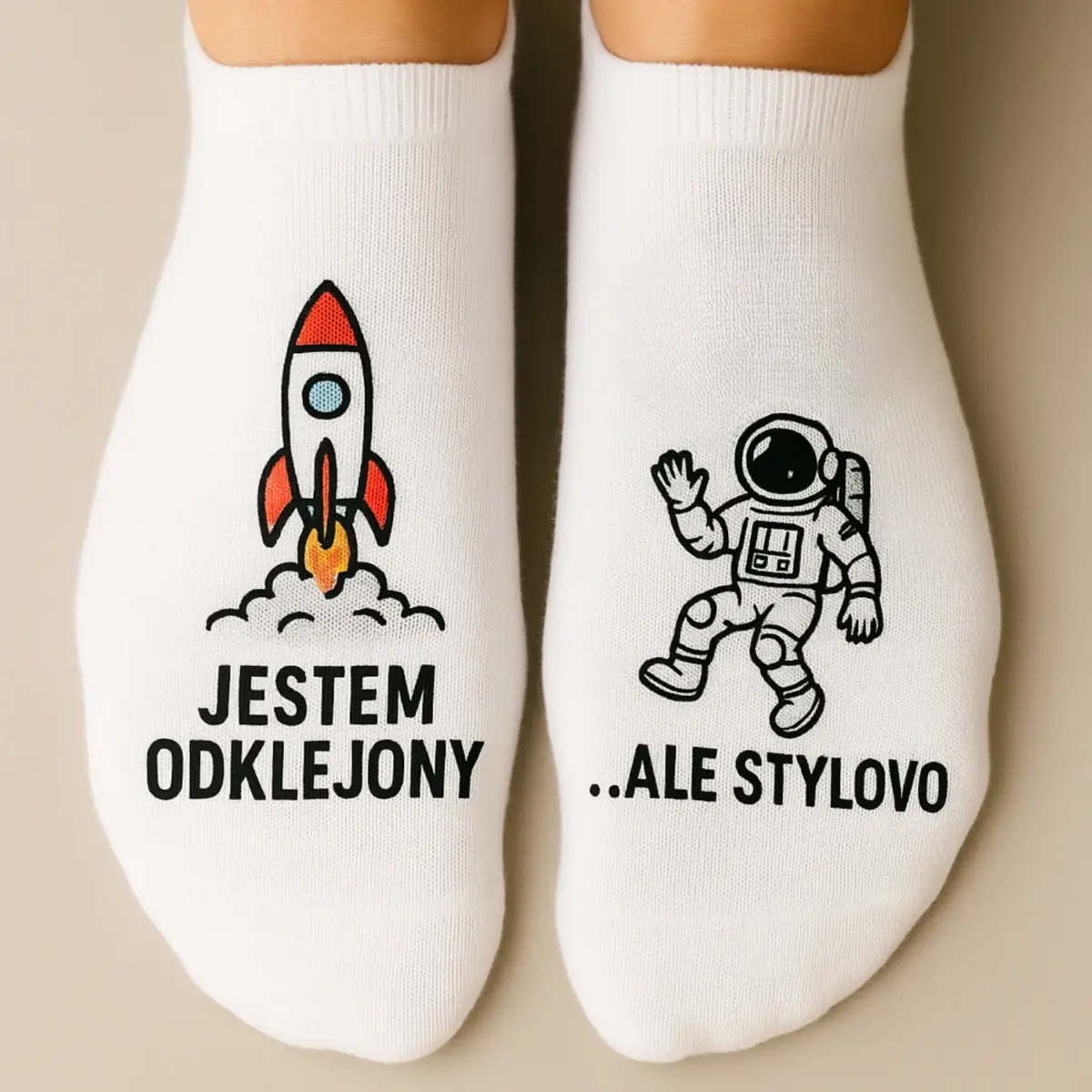 stopki męskie białe z własnym nadrukiem