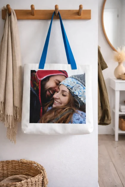 torba na ramię z własnym zdjęciem niebieska