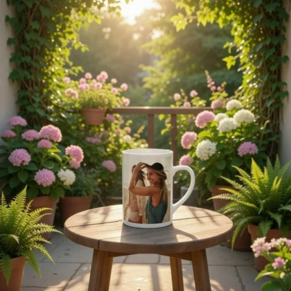 wąski kubek z własnym zdjęciem grafiką lub napisem