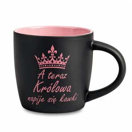 kubek z grawerem czarny różowy 300ml
