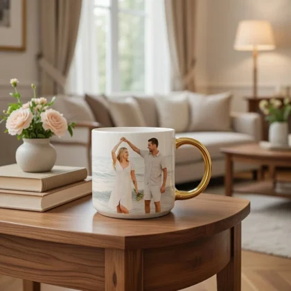 kubek złoty z nadrukiem zdjęciem 450ml