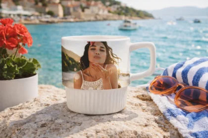 piękny kubek ze zdjęciem wakacyjny klimat