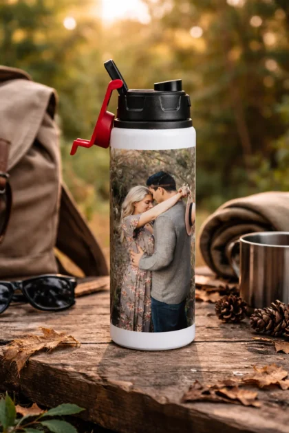 Personalizowana aluminiowa butla z własnym zdjęciem lub dowolnym nadrukiem 600ml