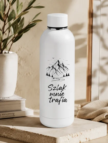 butelka z nadrukiem stalowa 500ml biała