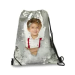 Plecak z cekinami personalizowany, srebrny, 33x42cm - Twój Projekt