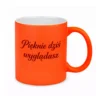 kubek neonowy gumowany z napisem pomaranczowy