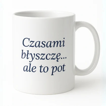 kubek z nadrukiem - czasami błyszczę, ale to pot