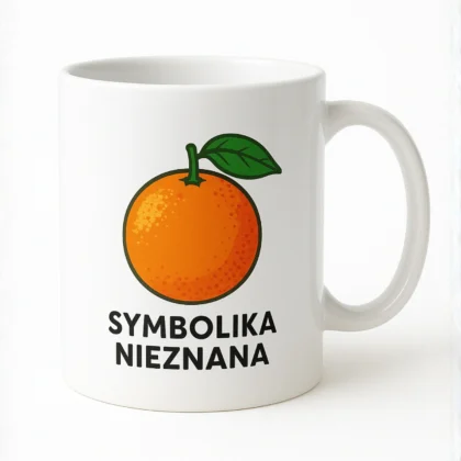 kubek z nadrukiem pomarańczy - symbolika nieznana