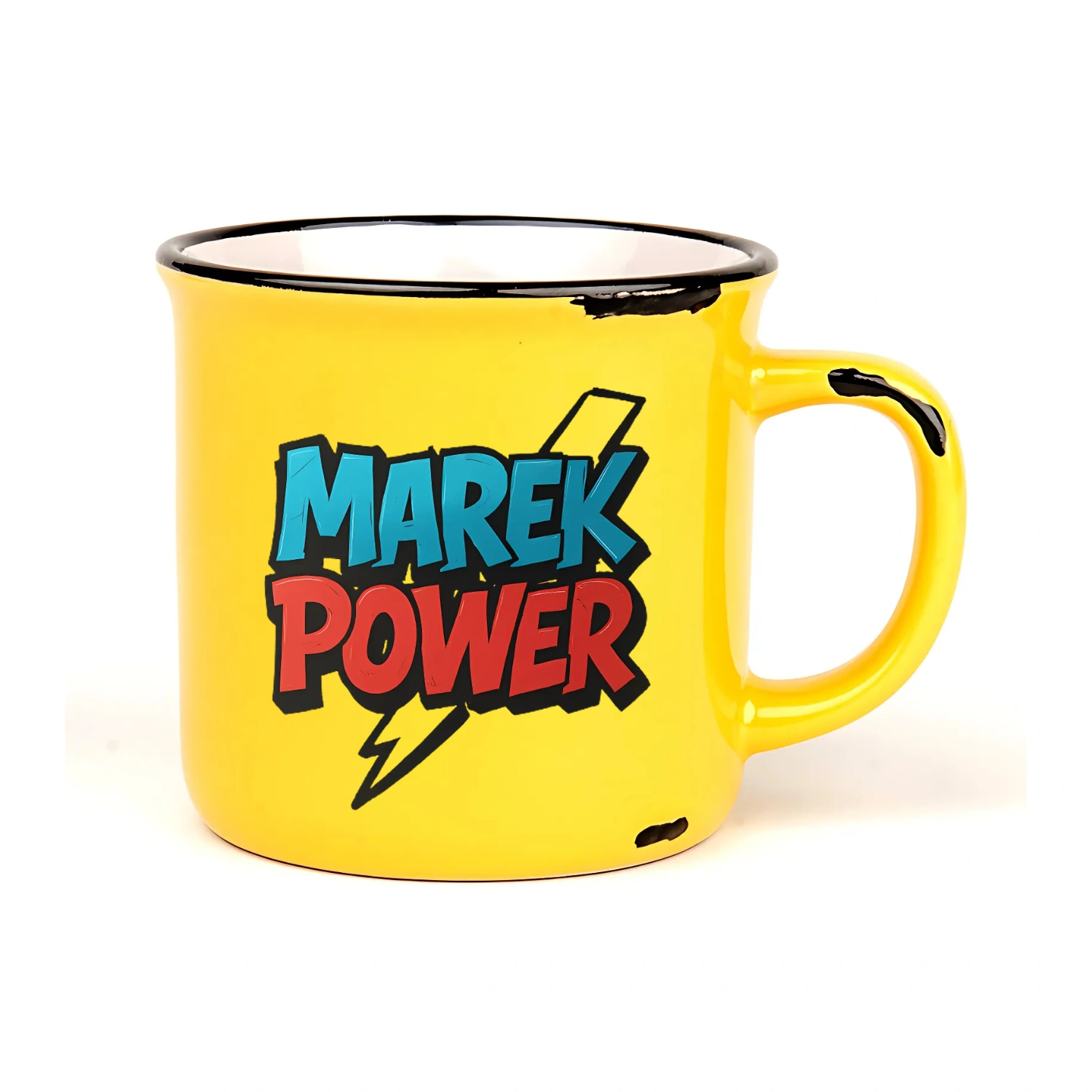 personalizowany kubek retro camper żółty z nadrukiem 280ml