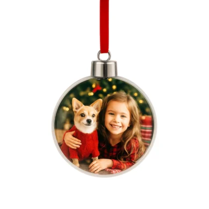 bombka ze zdjęciem - srebrna zatyczka