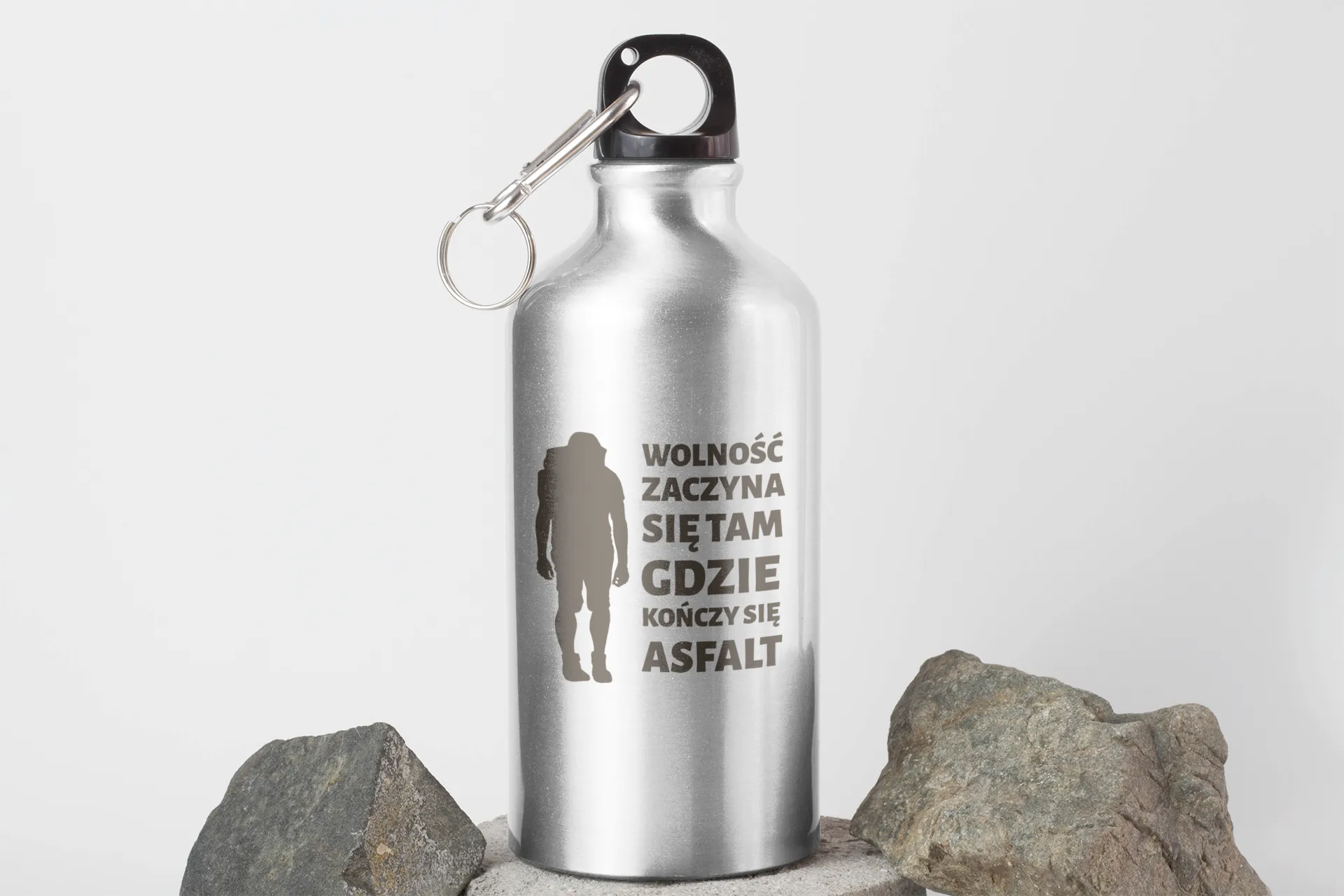 personalizowana butla aluminiowa z nadrukiem srebrna