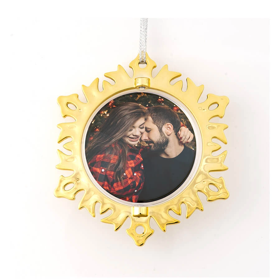 Bombka na zdjęcie, ornament - Płatek śniegu złoty