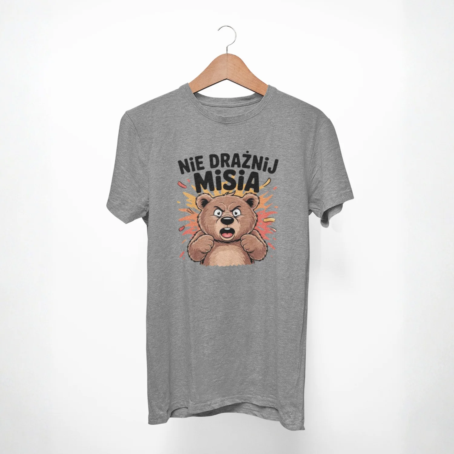 Koszulka męska z nadrukiem „Nie drażnij misia”