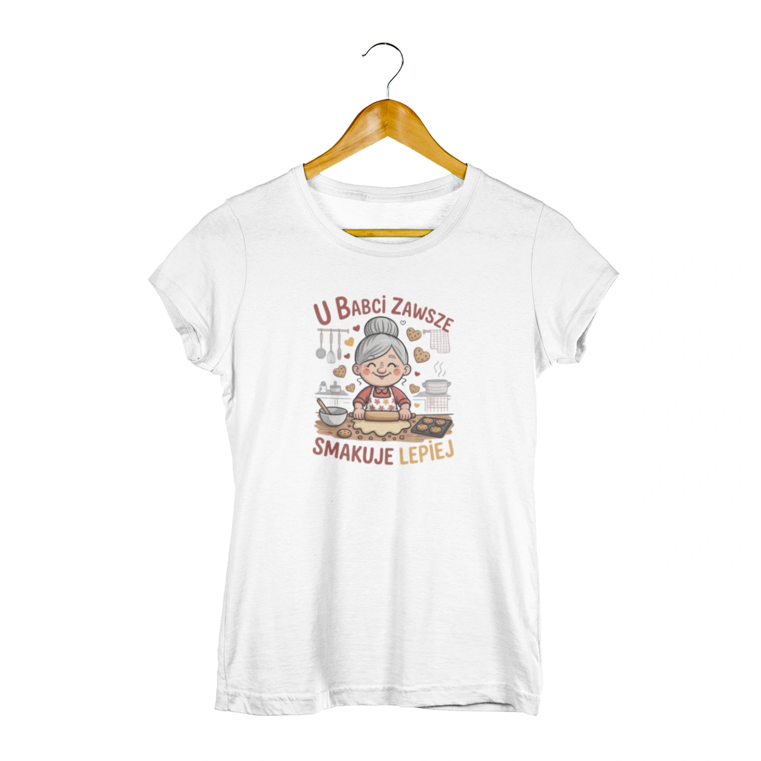 Koszulka z nadrukiem dla Babci, Malfini - U Babci zawsze smakuje lepiej