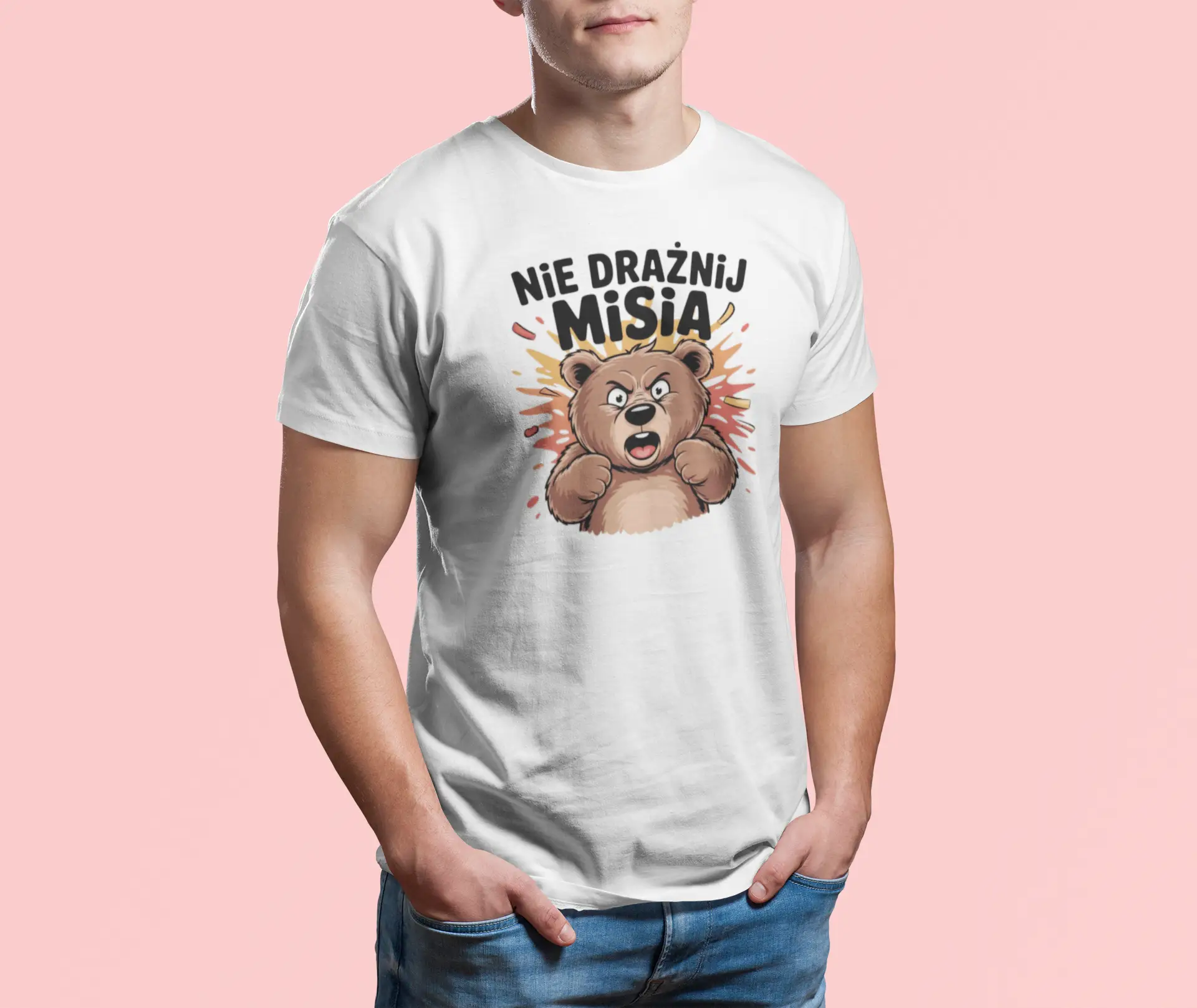 Męska koszulka z nadrukiem - Nie drażnij Misia (2)