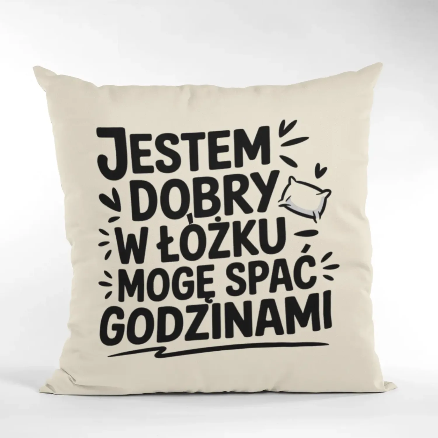 Poduszka bawełniana z nadrukiem, naturalna, 38x38cm – Twój Projekt