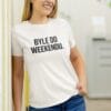 T-shirt damski z nadrukiem - byle do weekendu