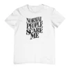 T-shirt z nadrukiem Normal people scare me - biała koszulka Malfini