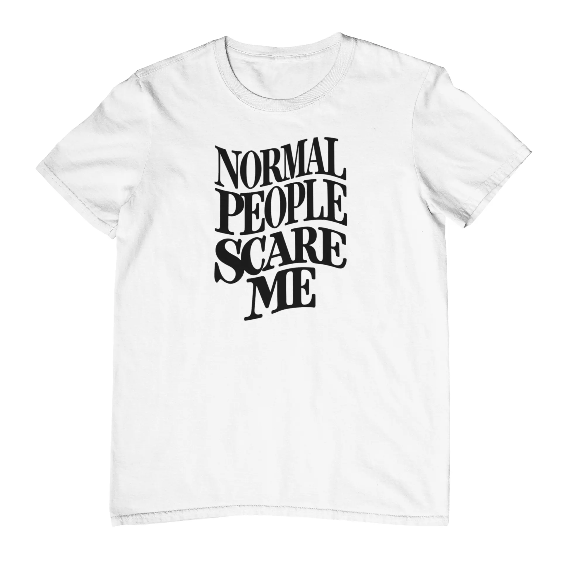T-shirt z nadrukiem Normal people scare me - biała koszulka Malfini