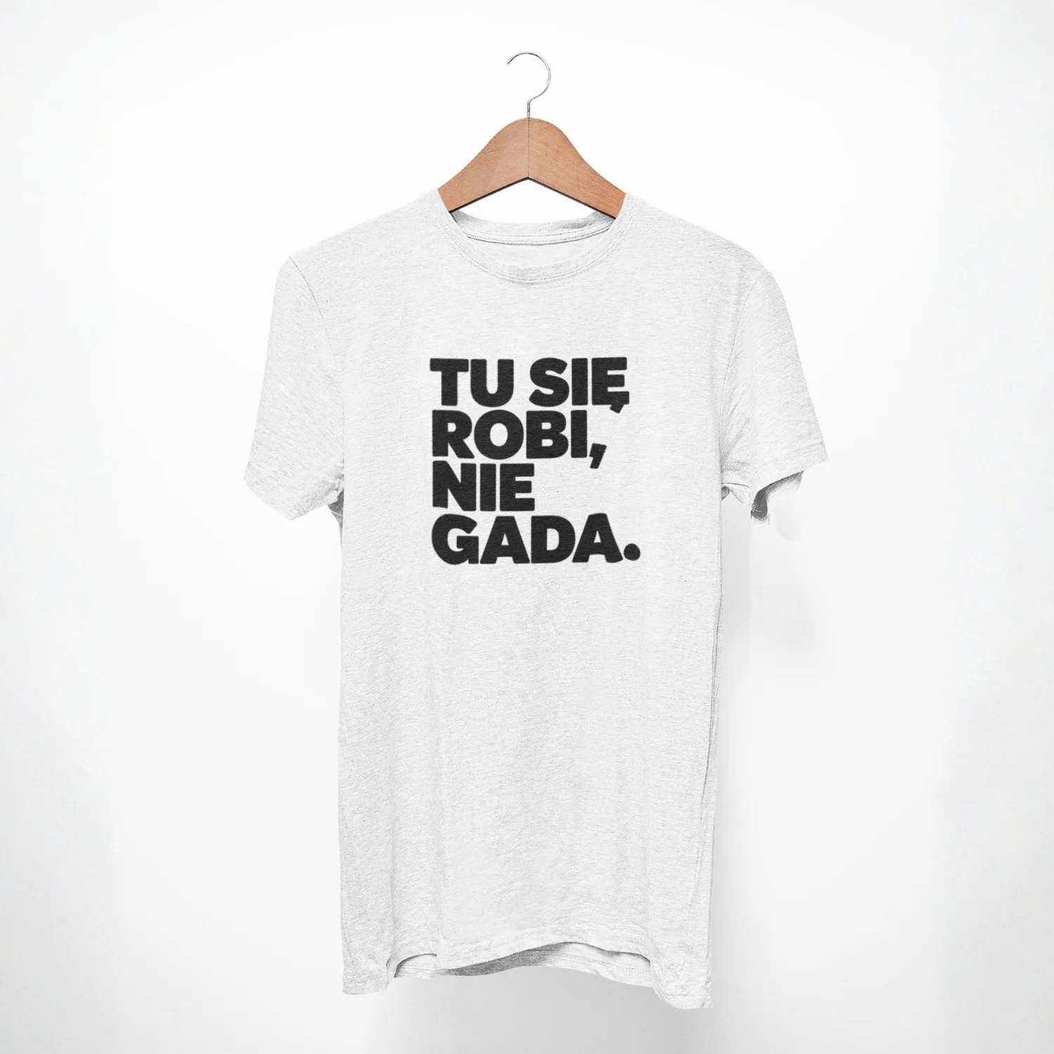 koszulka męska z nadrukiem - tu się robi nie gada