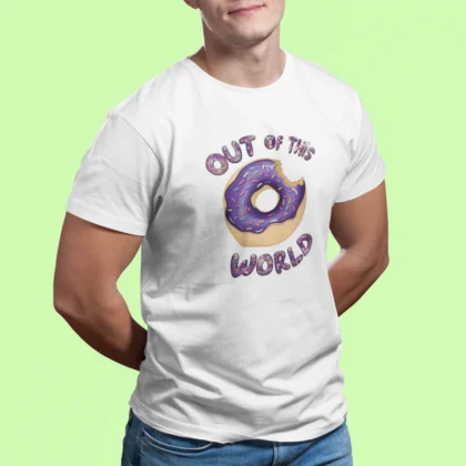 koszulka z nadrukiem biała męska out of this world (2)