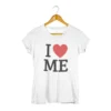 koszulka z napisem i love me damska biała