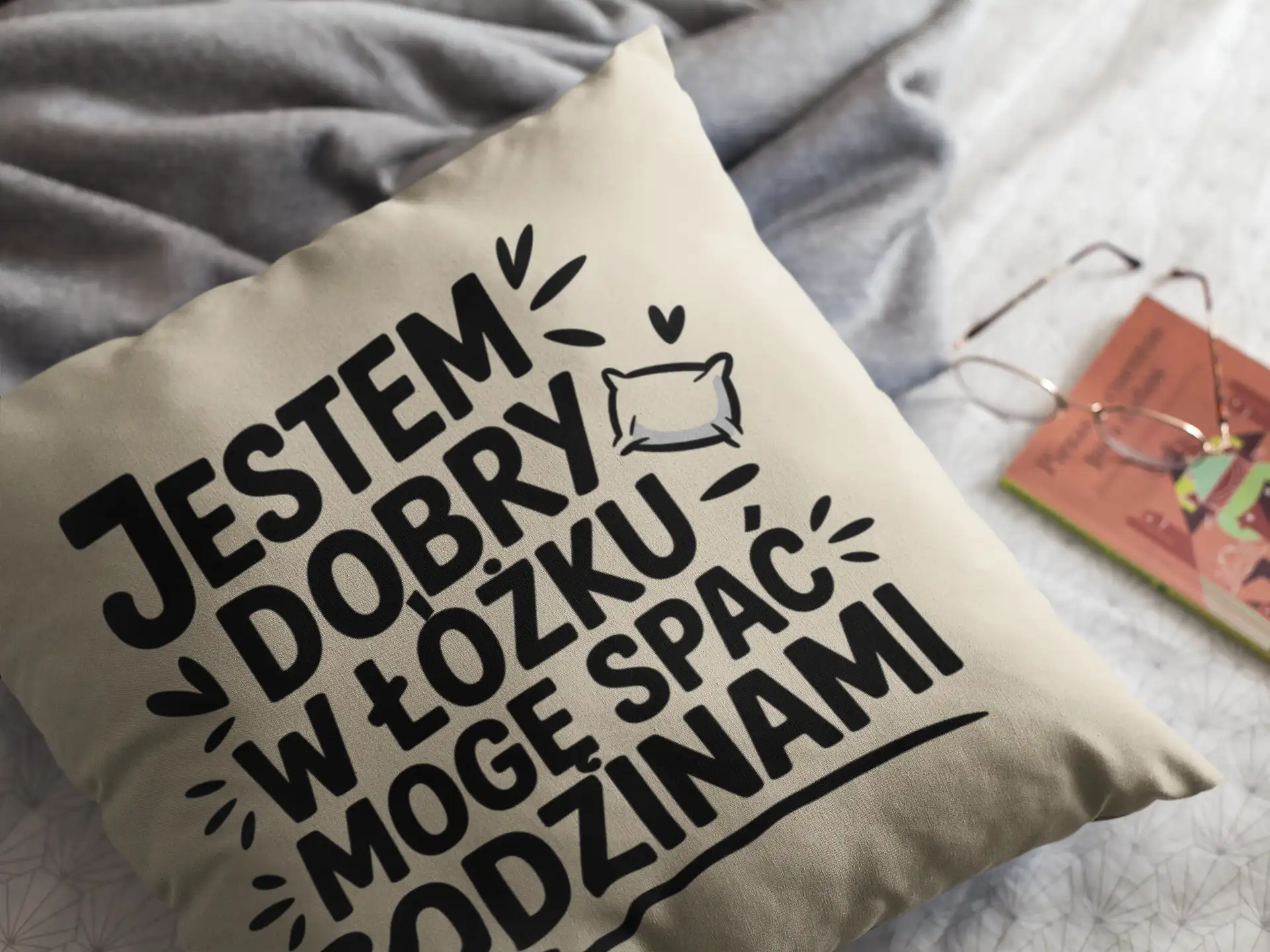 personalizowana poduszka z naturalnej bawełny 40x40